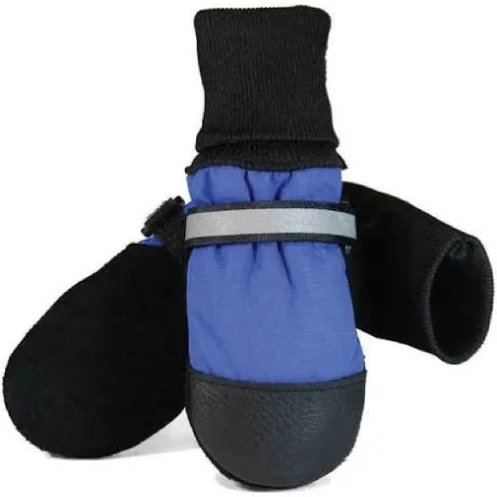 MUTTLUKS Fleece Lined Dog Boots Blue Small Winter Paw Protection 4 Pack
